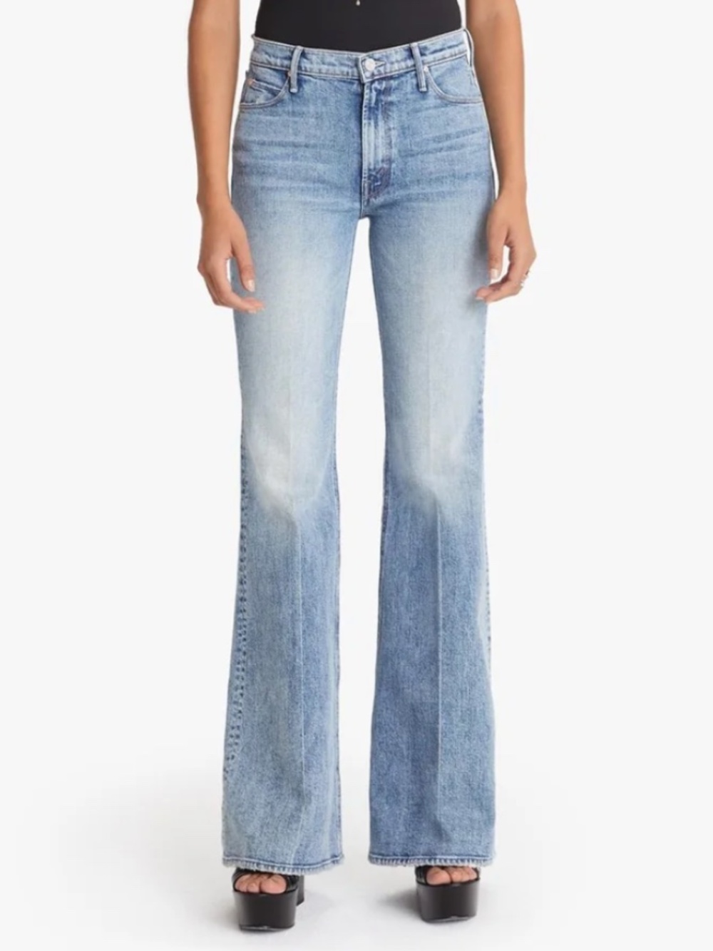 MOTHER Light Blue Doozy Flare Stretch Jeans 15 Minutes of Fame Size 28
